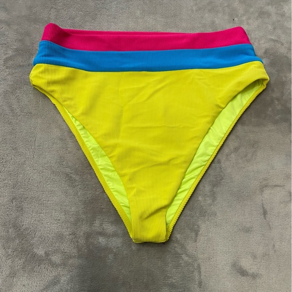 New! Beach Riot Heidi Retro Bright Color Block Ribbed Bikini Bottom 24872 - Picture 4 of 8